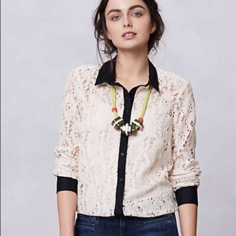 Anthro Vanessa Virginia Gemma Lace Buttondown